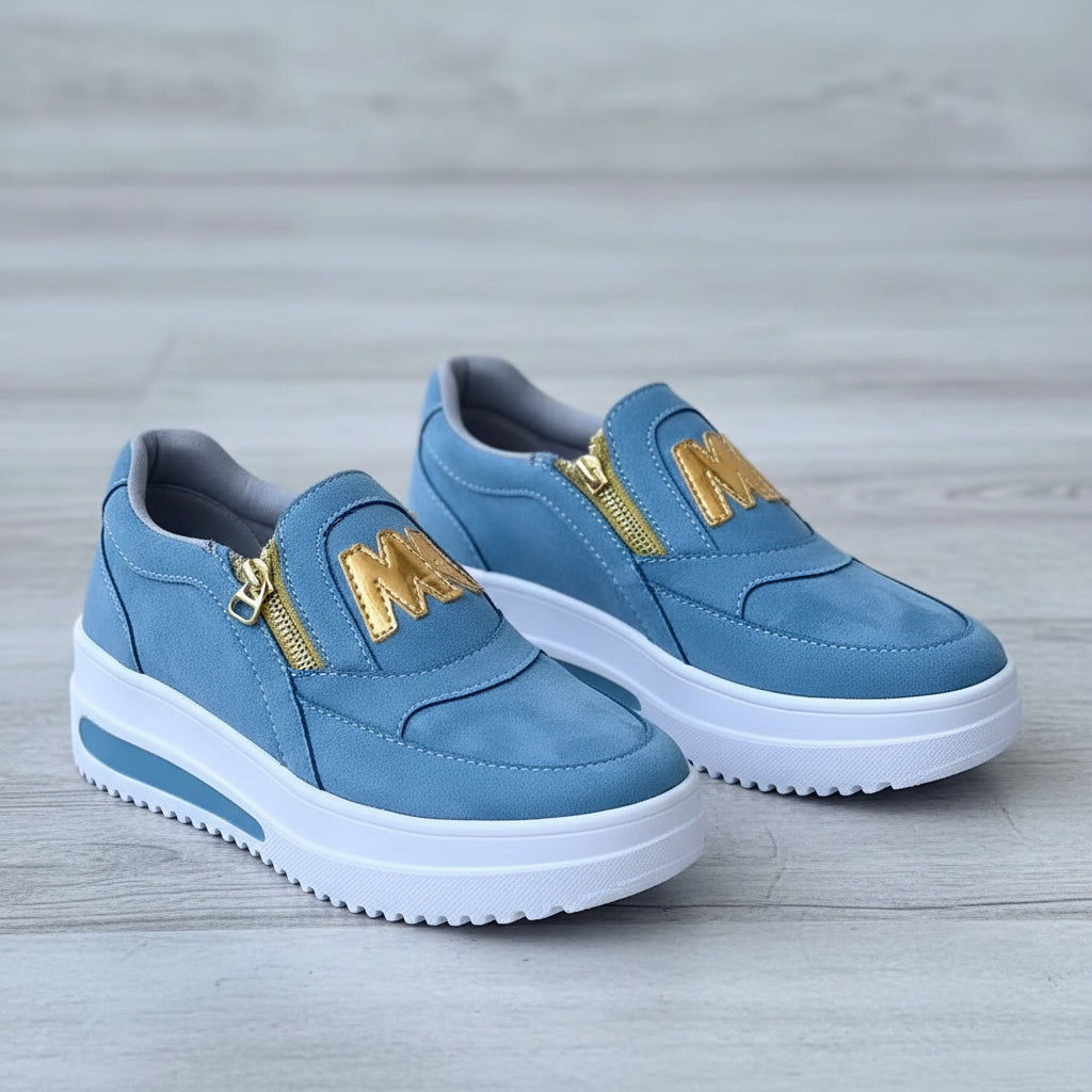 Large Size Sports Shoes Flat Solid Color Women's Casual Sneakers..