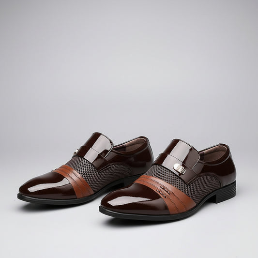 Wine Red Fashion Patchwork Leather Shoes For Men